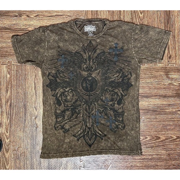 T-shirt Vintage Y2K MMA Crâne Croisé Homme XL – Gothique Et Grunge